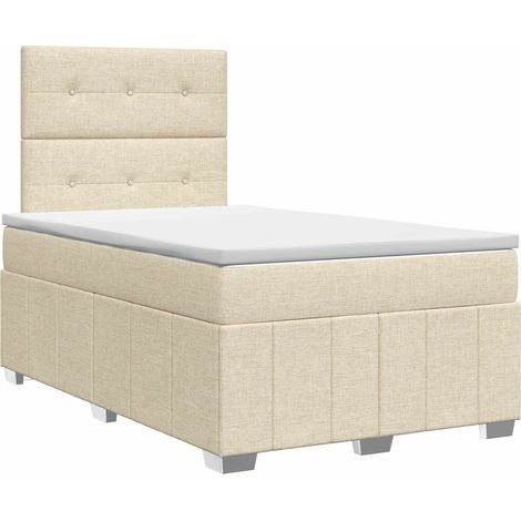 Maison Exclusive - Letto box spring con materasso Crema 120 x 190 cm Tessuto (1/5)