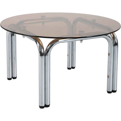 Table basse en verre trempé ronde diam70 cm marron (1/5)