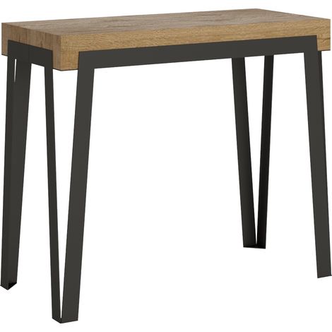 Console extensible 90x40/300 cm Rio Chêne Nature cadre Anthracite (1/5)
