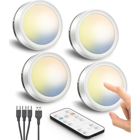Filiyano-Lampes rondes rechargeables USB avec télécommande, alimentées par batterie 1600 mAh, fixation magnétique (1/5)