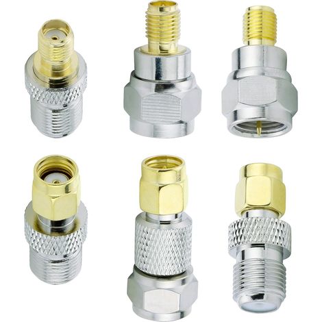 6PCS SMA/RP SMA vers F Adaptateur SMA vers F Type Adaptateur RP-SMA vers F Type Adaptateur SMA vers F-Typ RF Coaxial Adaptateur Prise F pour Antenne TV Connexion FM AM Dab+ Radio Vidéo (1/5)