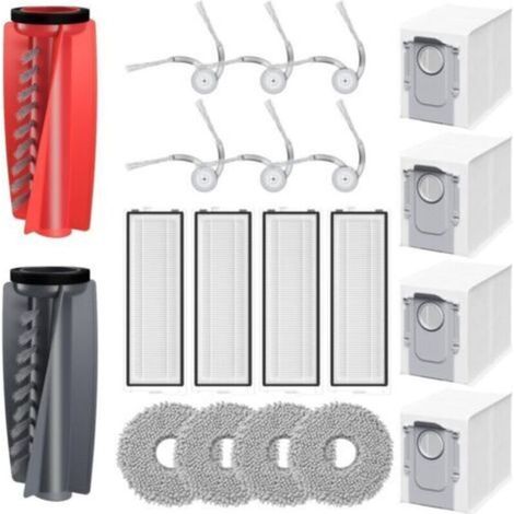Juego de 20 accesorios Qrevo Curv compatibles con Roborock Qrevo Curv/Qrevo Edge: 2 cepillos giratorios, 4 filtros HEPA, 4 bolsas para polvo, 4 paños de limpieza y 6 cepillos laterales. (1/4)