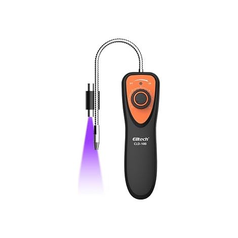 Elitech Détecteur de Fuite de Gaz Réfrigérant HVAC avec Lamp UV, Détecteur de Fuite Climatisation CVC pour R32 R134A R410A Détection de Freon