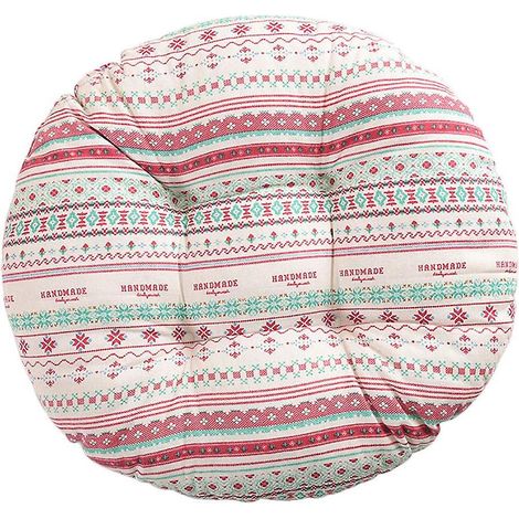 Coussin d'extérieur rond à motif floral et animalier bohème - 40 cm, mélange coton et lin (1/5)