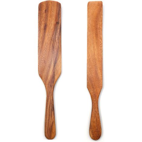 Spatule En Bois D Acacia - Pour Recettes Sans Adhesion - Compatible Poêles Antiadhésives Et Casseroles En Fonte - Lot De 2