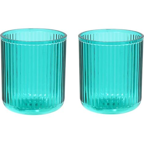 Gobelets Salle de Bain - Lot de 2 - Plastique Incassable Vert - Support Brosse à Dents - Organisation Hygiénique - 9,4x7,9 cm (1/5)