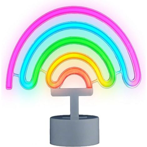 Veilleuse Néon - Arc-en-ciel LED Flexible en Silicone avec Plaque Acrylique - Alimentation USB ou Piles AA - Décoration Chambre Enfant Salon - 1 Pièce (1/5)