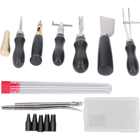 Leather Tools Leather Knife Awl Hole Punch Needle Storage Box Leather Working Tools for DIY Handbag Wallet Belts (1/5)