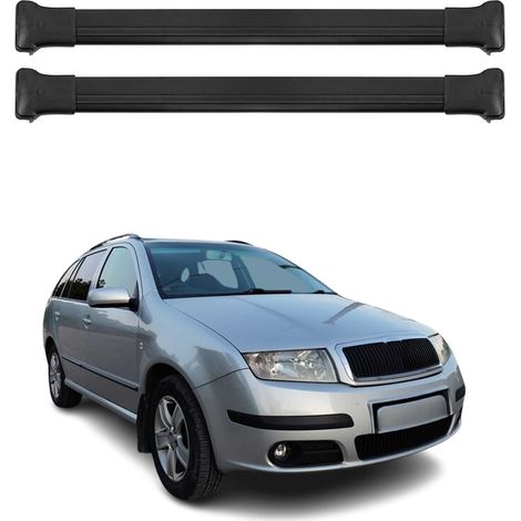 OMAC Barres de toit en aluminium pour Skoda Fabia I Break 1999-2007 – TÜV / DIN 75302:2019 – Charge max 75 kg – 2 barres Noir (1/4)