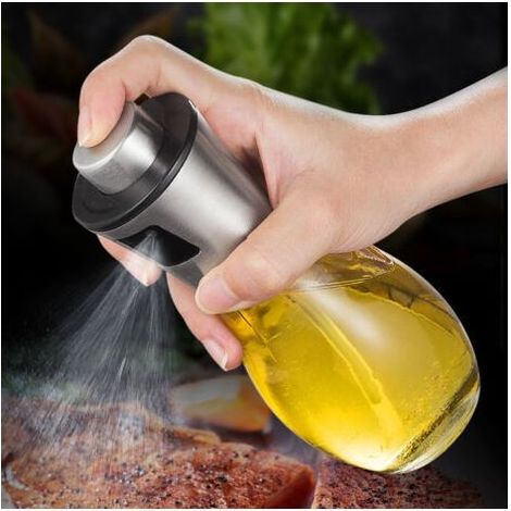 Vaporisateur d'huile, pulvérisateur d'huile d'olive 200 ml avec distributeur en acier inoxydable étanche, bouteille d'huile en verre pour barbecue/cuisine/salade (1/5)