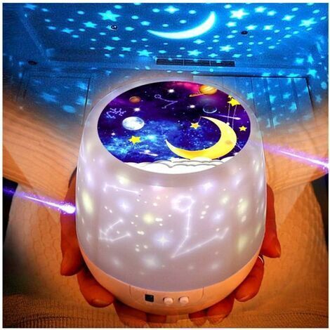 NALOOKAMIC Musique Projecteur Lampe Enfant, Pépinière Lampes Étoiles Tournantes Pour Enfants Étoiles
