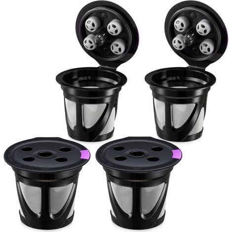 Lote de 4 cápsulas reutilizables para cafeteras K Supreme y K Supreme Plus, color negro (5,2×4,5×3,4 cm) (1/5)
