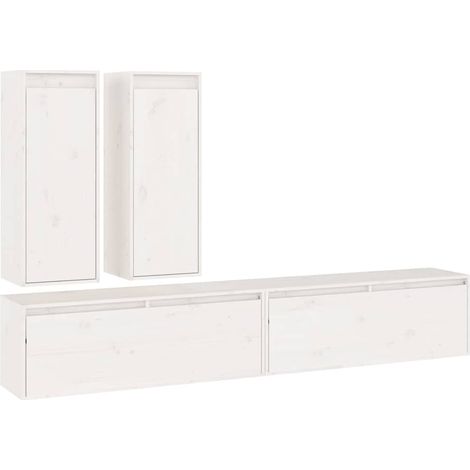 vidaXL Muebles para TV 4 piezas madera maciza de pino blanco (1/2)