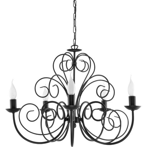 Lampada a sospensione da soffitto a candelabro nera Hektor 10-340