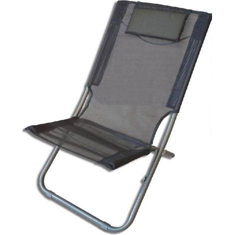 TrAdE Shop Traesio - Spiaggina Con Cuscino Testiera Grigio Textilene 57x47x95cm Pieghevole Portatile 281033 - (1/5)