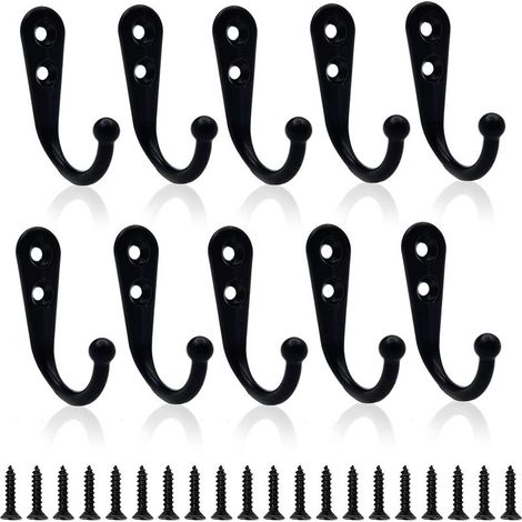 Robuste Wandhaken, schwarze Metallhaken, 10er-Packung (1/5)
