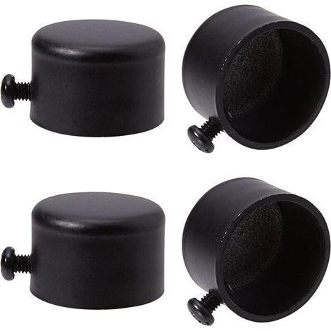 Lot de 4 embouts de tringle à rideaux en métal noir avec vis et têtes cylindriques de 28 mm pour tringles à rideaux, accessoires pour rideaux de maison et de bureau (1/4)