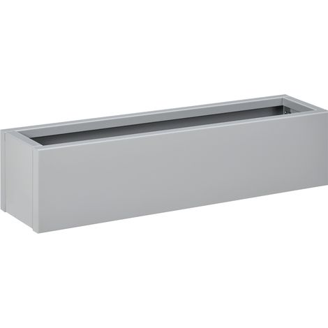 Fioriera Outsunny, vaso per erbe aromatiche, vaso per fiori, in acciaio, 91x22x22 cm, grigia, per balcone e terrazzo.