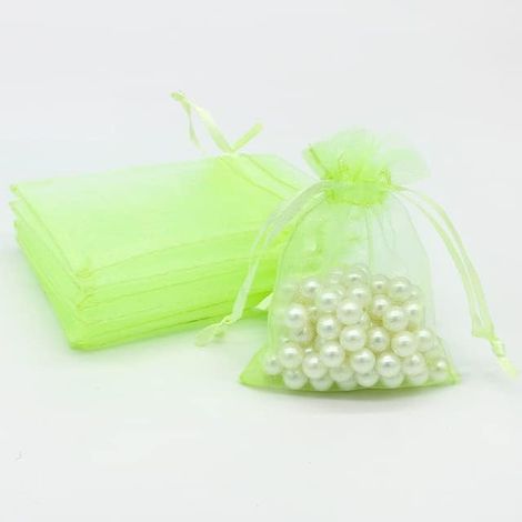 50pcs Sacs Organza,17x23cm Sachets Pochettes Cadeau en Organza avec Rubans Sac à Bijoux Sachets pour Lavande Sacs de Bonbons Faveur Présent Sacs pour Anniversaire Baptême Fête Décoration Mariage,vert (1/4)