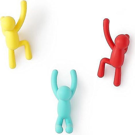 lot De Trois Crochets Muraux Cratifs Pour Personnage De Dessin Anim (rouge + Jaune + Bleu), Porte-manteau Mural Dcoratif (1/5)