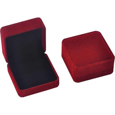 Lot de 2 boîtes de rangement en velours pour bijoux, bagues, pendentifs et boucles d'oreilles. Boîte double pour alliances et boucles d'oreilles de fiançailles. (1/5)