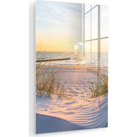 CUADRO DE METACRILATO Playa - Sol - Duna - Hierba - Arena - Horizonte Cuadros Para Dormitorio 60x90 (1/5)