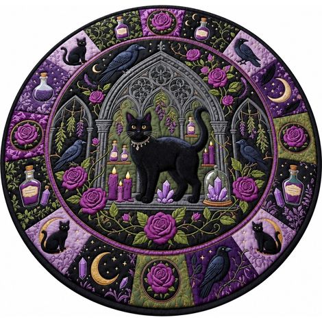 Tapis de sol rond Halloween, velours cristal, doux et lavable, cosplay, salon/chambre 180x180 cm - Style 17 (1/5)