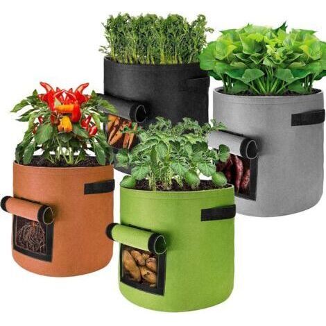 Geotextile Planting Bags, 4 Potato Planting Bags (4 of 10 Gallon), Potato Pots with Windows for Growing Potatoes, Tomatoes (1/5)