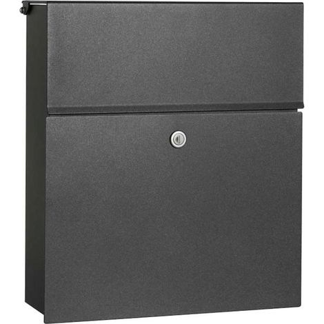 Heibi Briefkasten CALMALUX Aluminium graphitgrau mit Zeitungsfach 38,5x14x43,5 cm DIN C4 quer