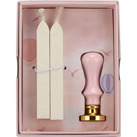 Kit de sceau de cire transparent style européen, kit de scellage classique à faire soi-même pour enveloppes, invitations et embellissements de mariage. Poignée en poudre blanche féerique. (1/5)