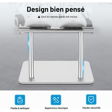 Repose-pieds en acier inoxydable 201 - Repose-pieds pour coiffeur, salon, spa, chaise à ongles, stable, mobile, antidérapant, ergonomique, 30 x 19 cm, argenté (1/5)