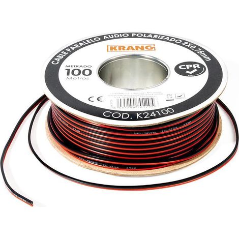 cable paralelo bicolor. sección 2x0,75 mm². plástico. rojo y negro. conexión cable-cable. longitud 100m - coati