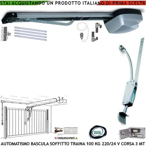 BASCULANTE AUTOMATISMO A SOFFITTO MOTORE AUTOREVERSE 220/24 V TRAINA 100 KG ARCHETTO KIT BLINDINO SBLOCCO DI EMERGENZA (1/5)