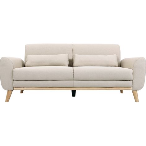 Sofá diseño 3 plazas tejido natural patas roble EKTOR