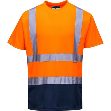 T-Shirt Zweifarbig Farbe: Orange/Navy Größe XL - Portwest