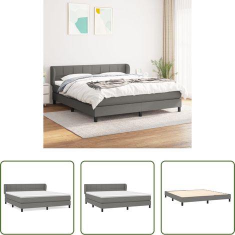 vidaXL Kopfteil - Boxspringbett mit Matratze Dunkelgrau 180x200 cm Stoff (1/5)