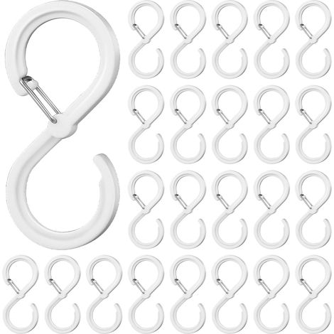 24 ganchos colgantes en forma de S, anticaídas, para cocina, baño, dormitorio, oficina y jardín, color blanco (1/5)