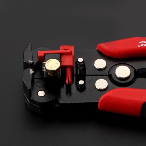 Pince à dénuder multifonctionnelle pour acier et plastique, pince à sertir automatique pour usage domestique et industriel, rouge. (1/2)
