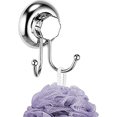 Gancho Doble Ventosa - Sistema de Vacío - Sin Perforación - Gancho para Toallas y Albornoces - Acero Inoxidable - Gancho de Pared para Baño y Cocina (1/5)