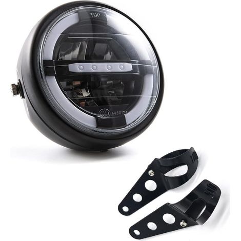 Phares de moto Phares universels à LED 7 '' avec feux de jour pour Cafe Racer Bobber Chopper (1/5)
