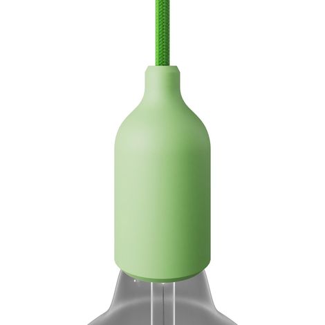 Kit portalampada E27 in silicone con serracavo nascosto Verde prato