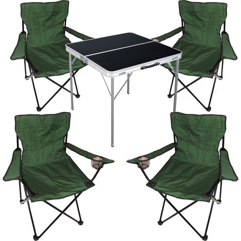 5-teiliges Campingmöbel Set Schwarz - Grün-MMC330883B+4xMPO2432 (1/4)