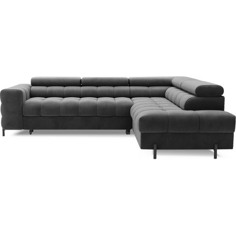 Canapé d'angle droit convertible Gris foncé 5 places FERRUM assise confort 276x93x200cm (1/5)
