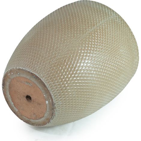 Grand pot de fleurs en céramique diamètre46x53 cm beige brillant, moderne pour jardin FloraGrace (1/5)