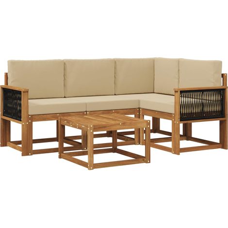Outdoor Sofa Set 5 pcs Natural and Beige Polyester vidaXL (1/5)