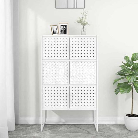 vidaXL Aparador de acero blanco 80x35x135 cm (1/5)