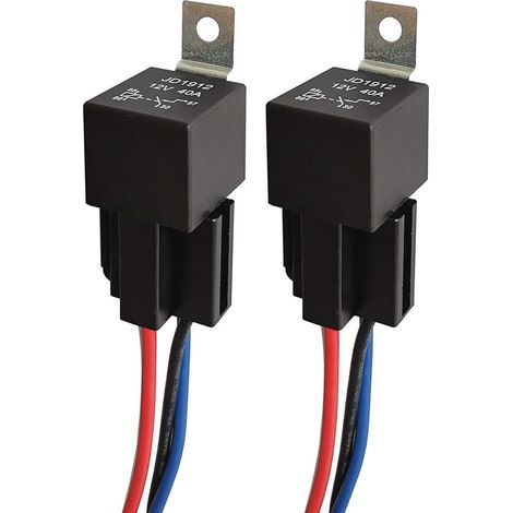 2er-Pack JD1912 12V 40A 4-Pin SPST 12 AWG Kfz-Relaiskabelbäume mit integrierter Diode für LKW, Transporter, Motorrad, Boot
