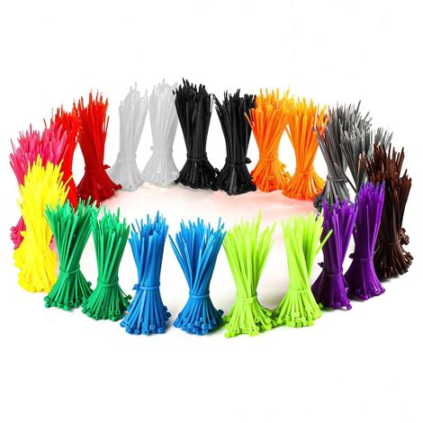 Packung mit 2400 farbigen, selbstsichernden Nylon-Kabelbindern für Haus, Büro, Garten, Garage, Werkstatt (2400) (1/5)