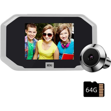 Sonnette vidéo (64 Go) avec judas et caméra grand angle 120° pour la surveillance extérieure (1/5)