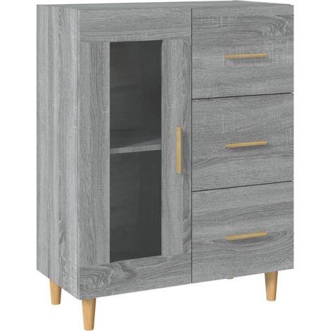 Credenza cassettiera mobile contenitore organizer cucina soggiorno salotto sonoma 695 x 34 x 90 cm legno ingegnerizzato grigio 020036467